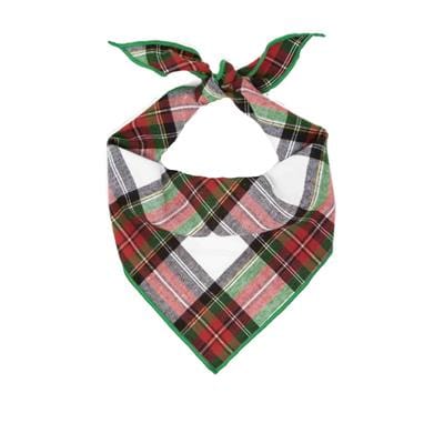 Traditional Plaid Dog Bandana Red, White, Green and Black