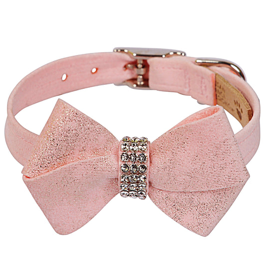 Puppy Pink Glitzerati Nouveau Bow Collar