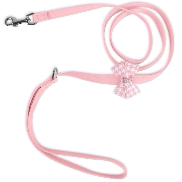 Puppy Pink Houndstooth Nouveau Bow with Pink Giltmore Leash