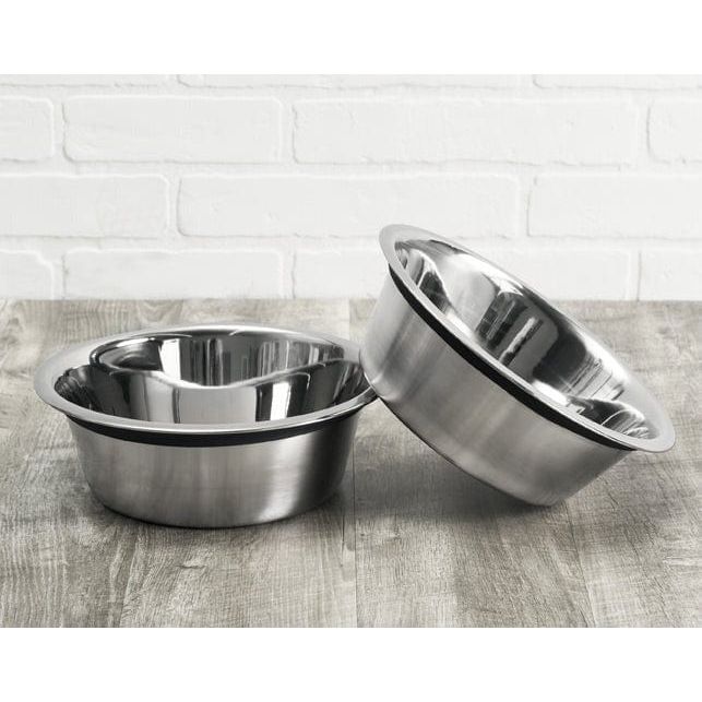 Food-Grade Stainless Steel Dog Bowl with Rubber Rim