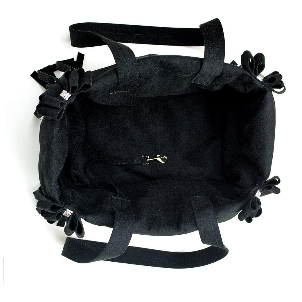 Black Double Nouveau Bow Luxury Carrier with Fringe