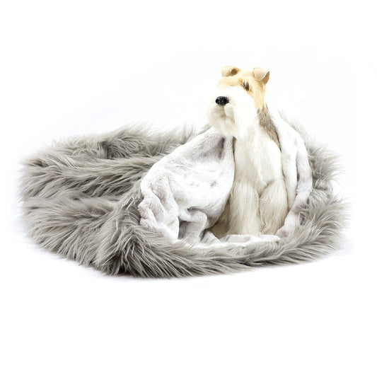 Taupe Fur with Platinum Snow Cuddle Cup