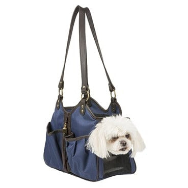 Metro Couture Bag - Navy with Brown Leather Trim and Tassel