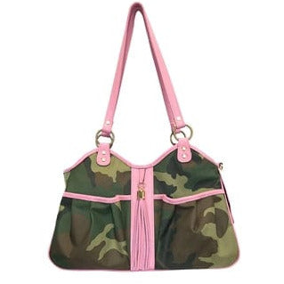 METRO Bag - Camo w/Pink Leather Tassel & Trim