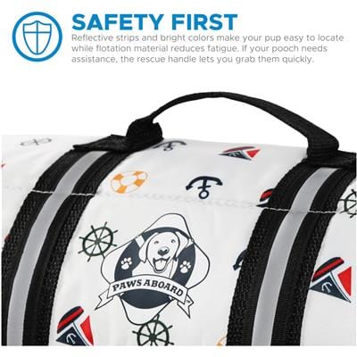 Dog Life Jacket - The Paws Aboard Dog Life Vest - Nautical