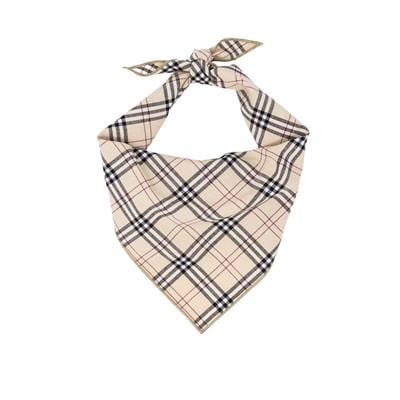 Beige Plaid Dog Bandana