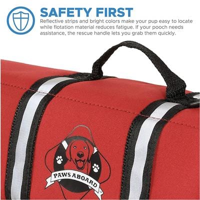 Dog Life Jacket - The Paws Aboard Dog Life Vest - Red Lifeguard