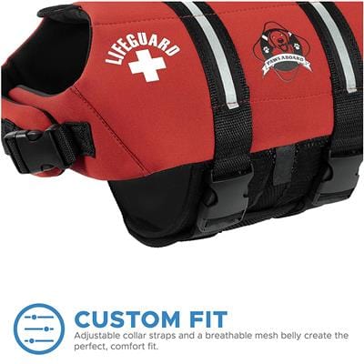 Dog Life Jacket - The Paws Aboard Dog Life Vest - Red Lifeguard