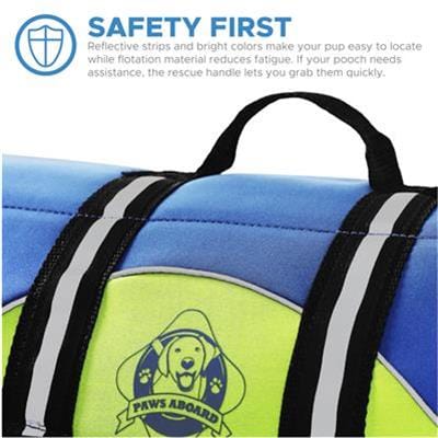 Dog Life Jacket - The Paws Aboard Dog Life Vest - Blue/Yellow Neoprene