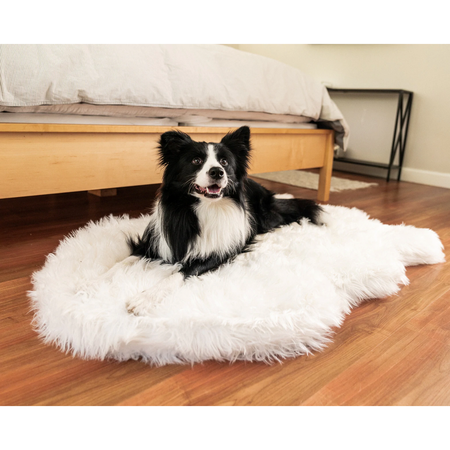 PupRug™ Faux Fur Orthopedic Dog Bed - Curve Polar White