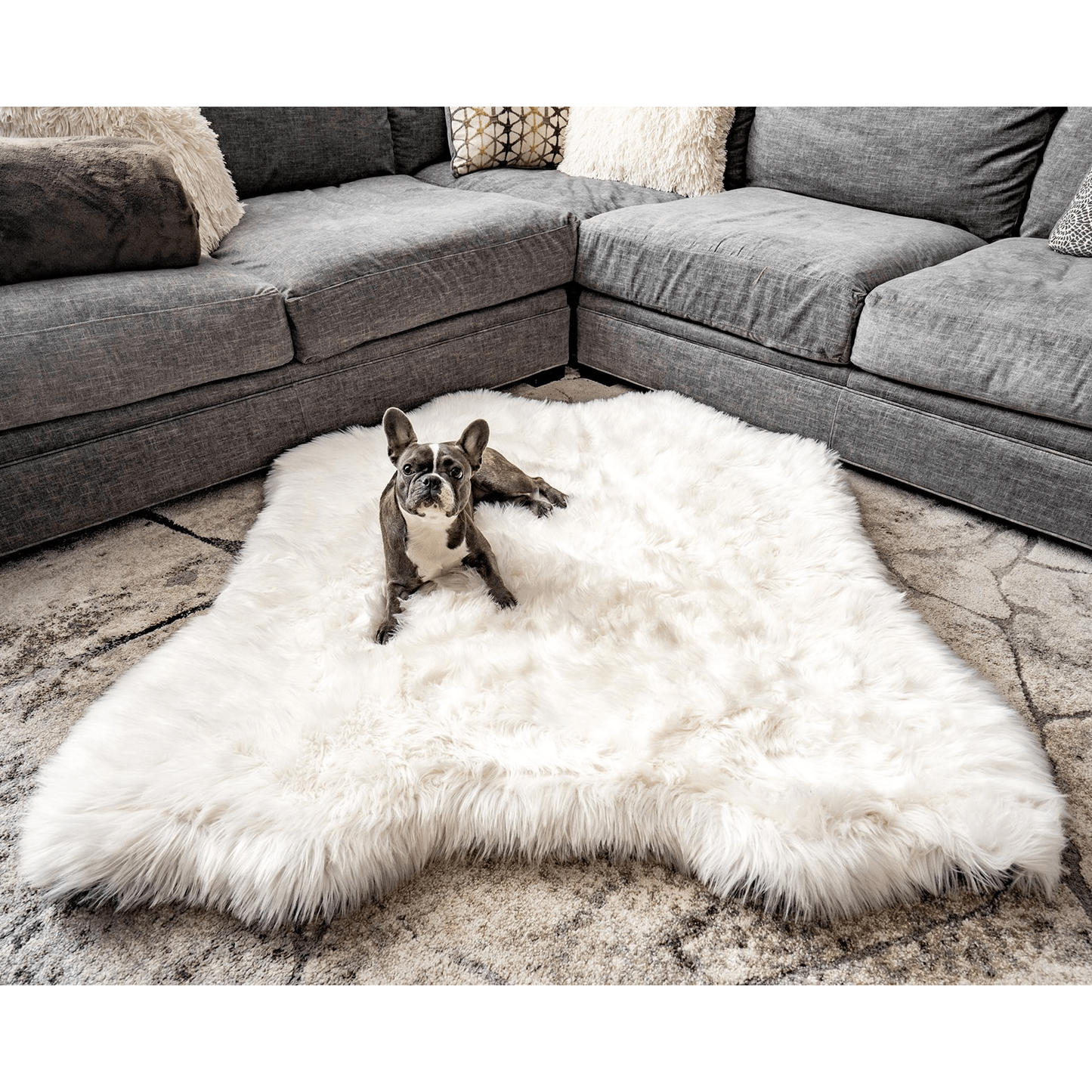 PupRug™ Animal Print Memory Foam Dog Bed - Polar Bear Faux Hide