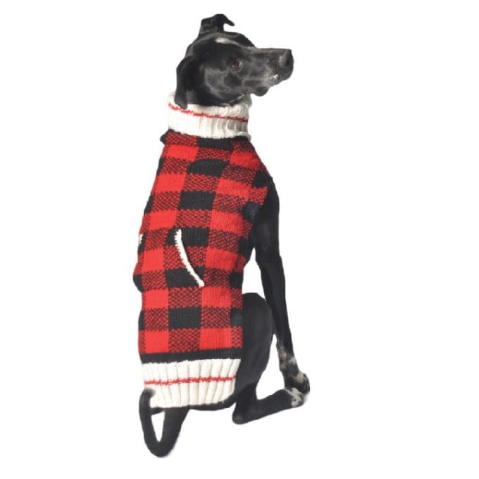 Buffalo Plaid Hand Knit Wool Dog Sweater