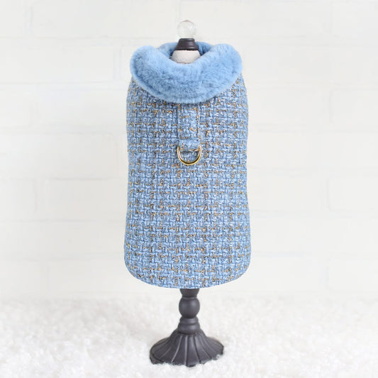 Chantel Tweed Dog Coat Blue