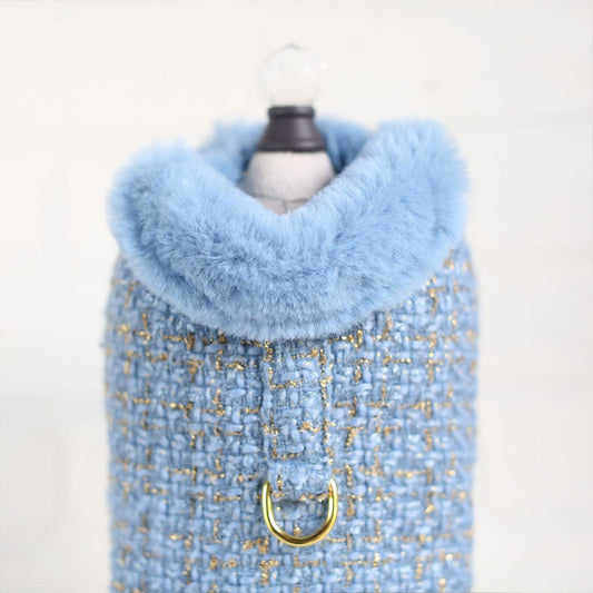 Chantel Tweed Dog Coat Blue