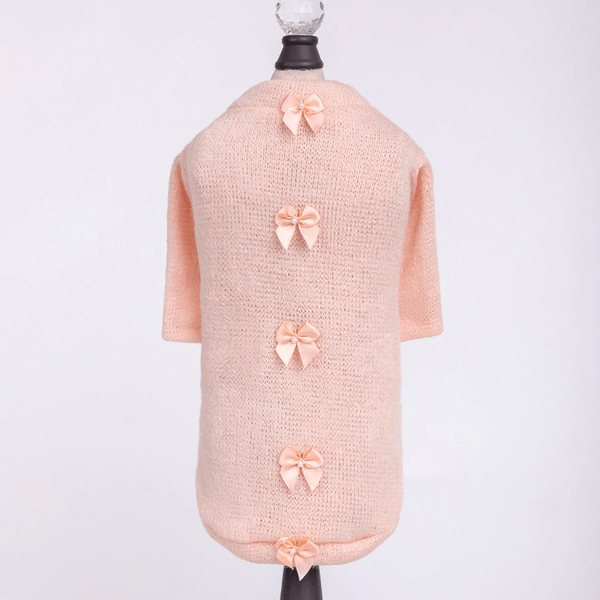 Dainty Bow Dog Sweater - Peach