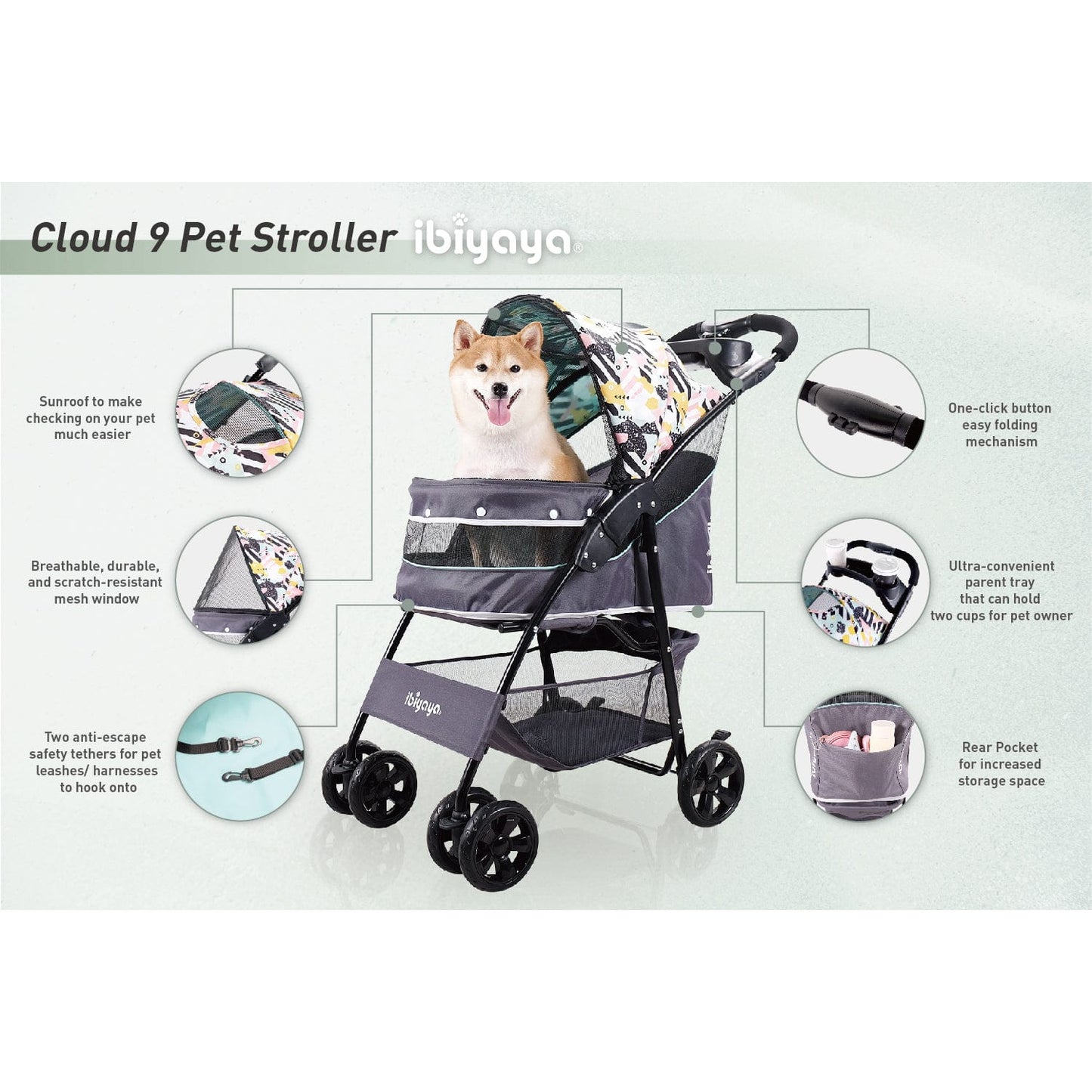 Cloud 9 Pet Stroller - Mint Green