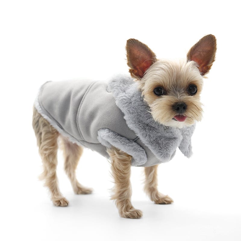 Furry Runner Dog Coat - Gray