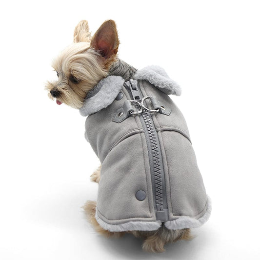 Furry Runner Dog Coat - Gray