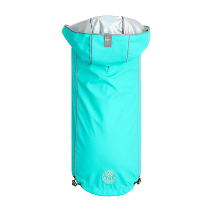 GF Pet - Reversible Raincoat - Neon Aqua with Iridescent