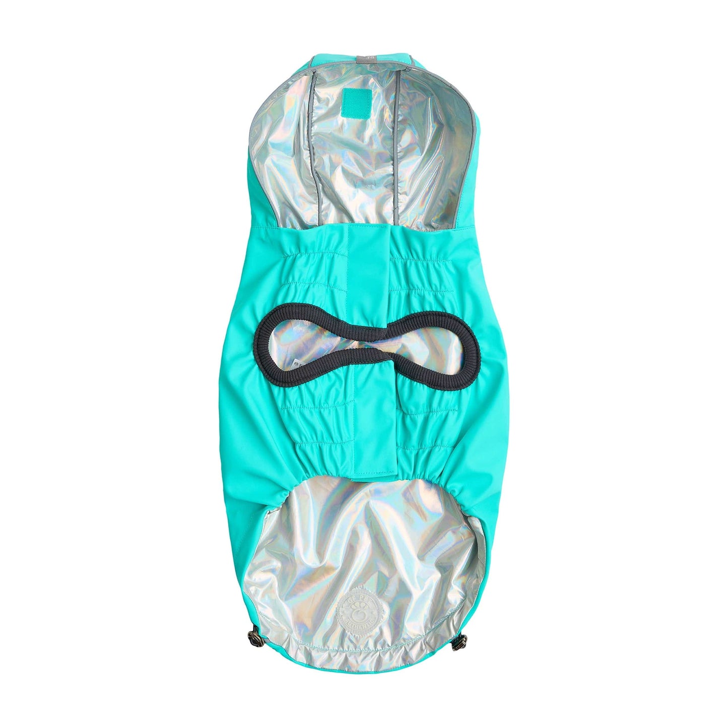 GF Pet - Reversible Raincoat - Neon Aqua with Iridescent