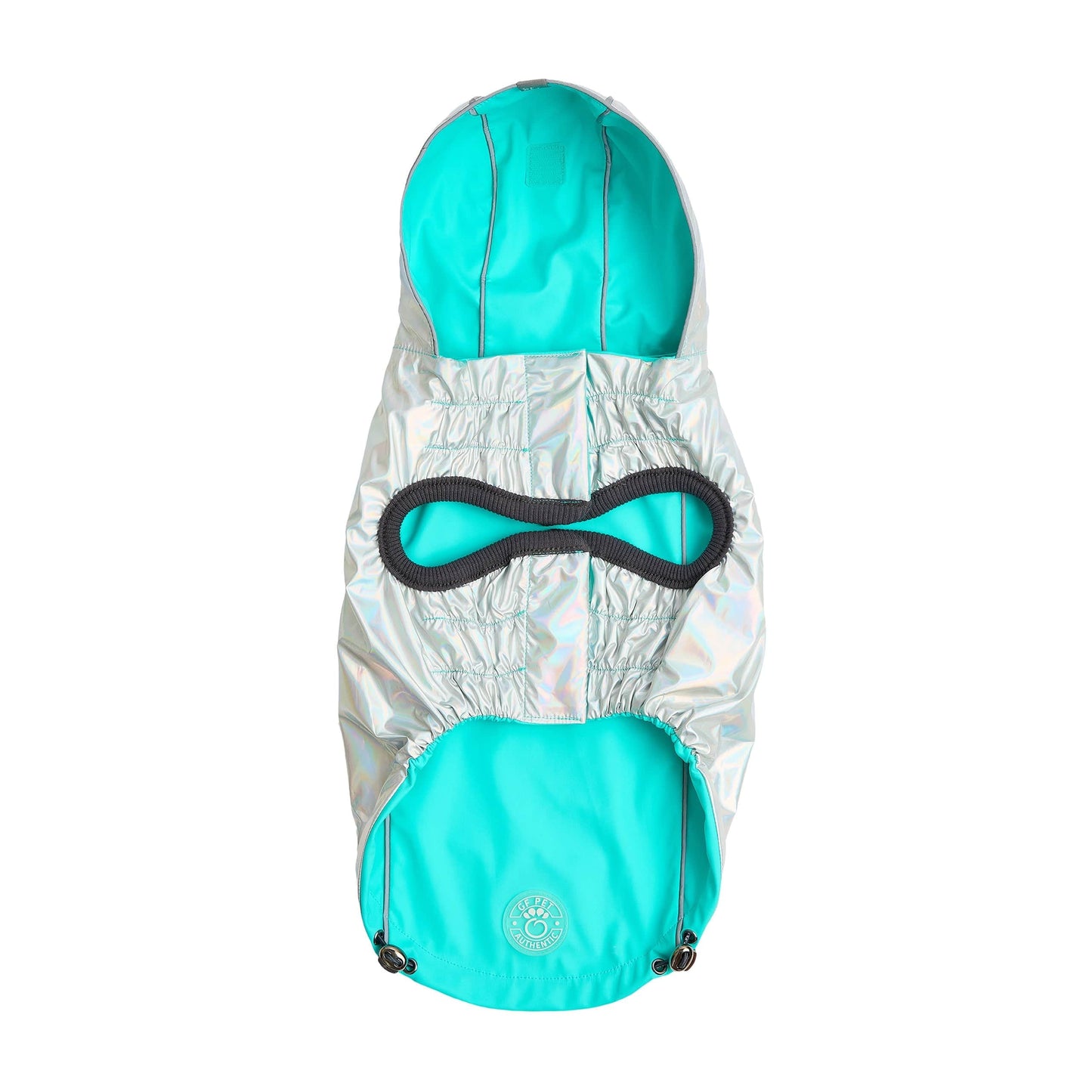 GF Pet - Reversible Raincoat - Neon Aqua with Iridescent