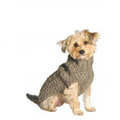 Gray Cable Knit Wool Dog Sweater