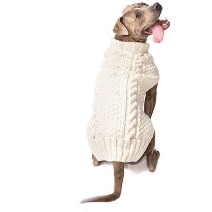 Natural Cable Wool Dog Sweater