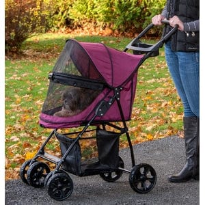 Pet Gear Happy Trails No-Zip Lite Strollers- Raspberry