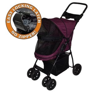 Pet Gear Happy Trails No-Zip Lite Strollers- Raspberry