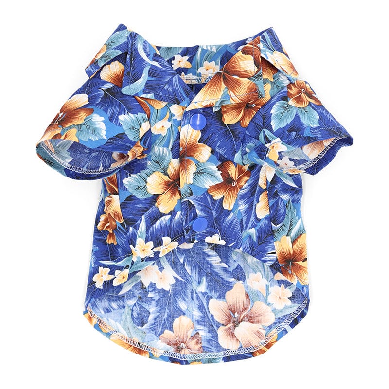 Tropical Floral Dog Shirt Blue