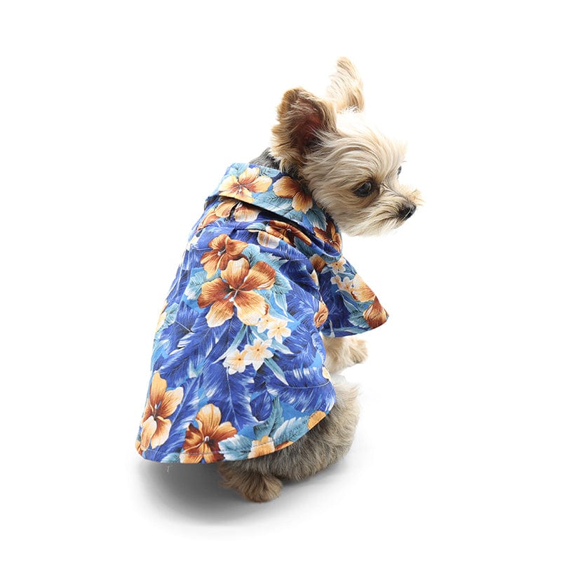 Tropical Floral Dog Shirt Blue