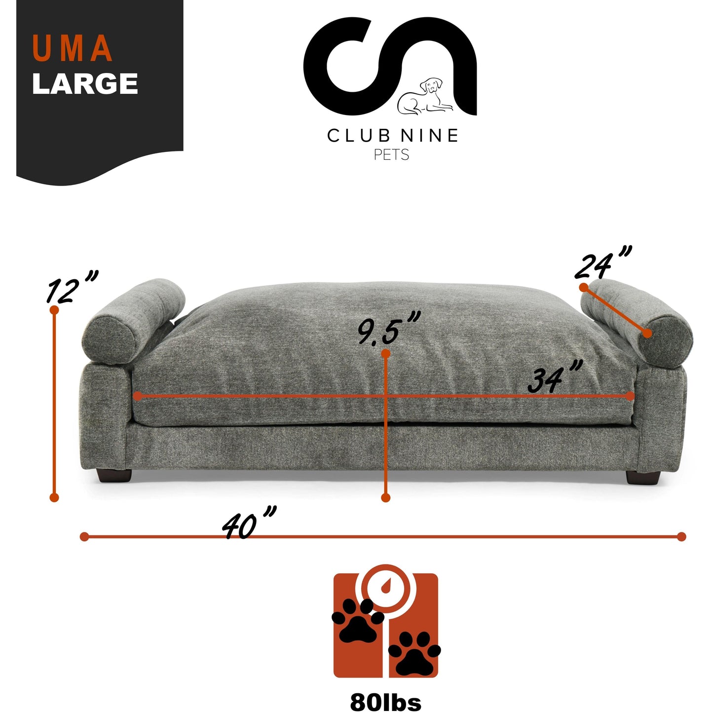 Uma True Orthopedic Dog Bed -  Charcoal