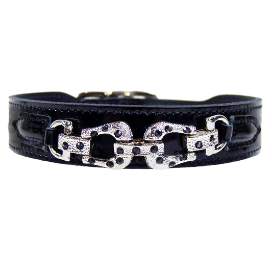 After Eight in Black Patent Dog Collar