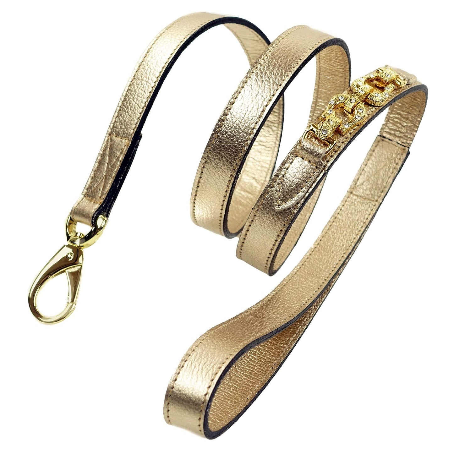 After Eight in Gold Metallic Dog Collar