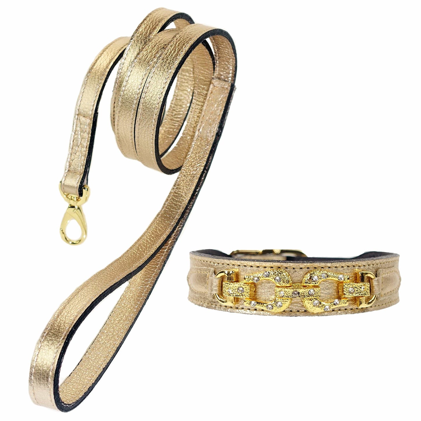 After Eight in Gold Metallic Dog Collar