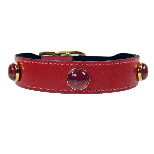 Au Naturale in Cherry Red & Carnelian Dog Collar