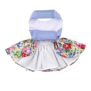 Blue and White Pastel Pearls Floral Dress with Matching Leash