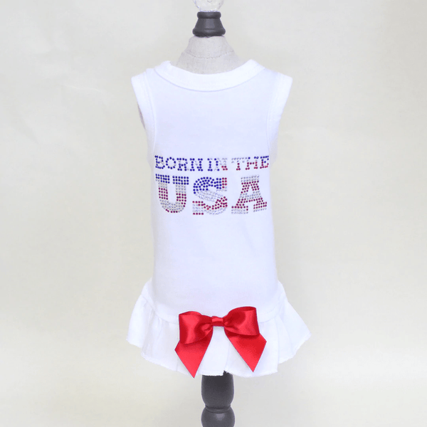 Born in the USA Dog Dress - White