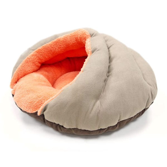 Burger Bed Solid Tan/Brown with Peach