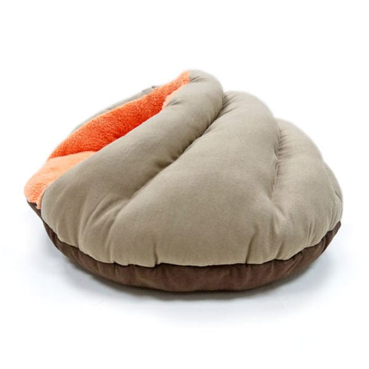 Burger Bed Solid Tan/Brown with Peach