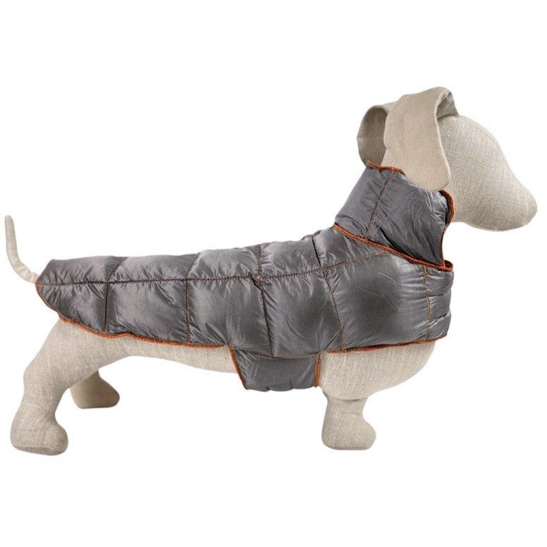 Ultralite Reversible Dog Down Puffer Coat in Taupe & Burnt Orange