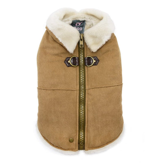 Furry Runner Dog Coat - Brown