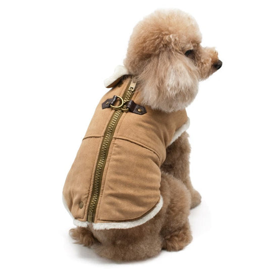 Furry Runner Dog Coat - Brown