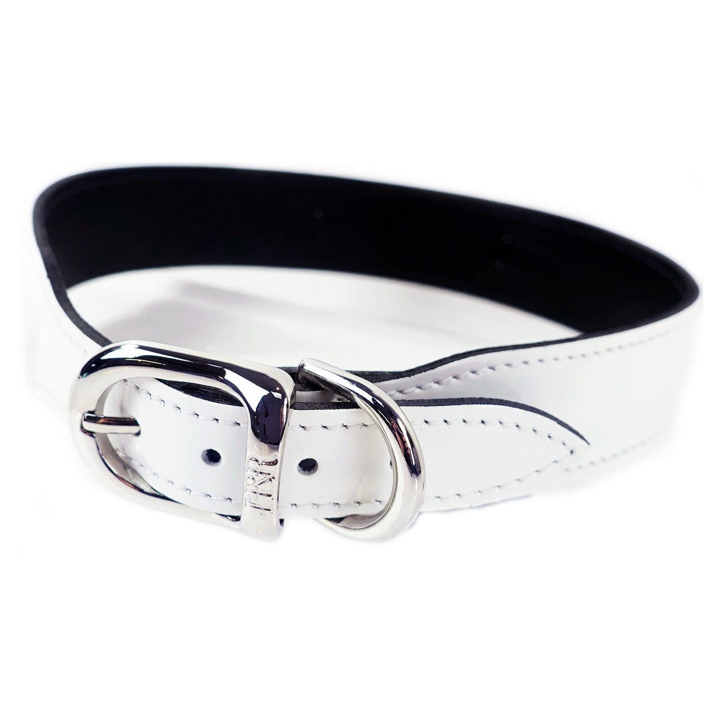 Belmont in White Patent & Nickel Dog Collar