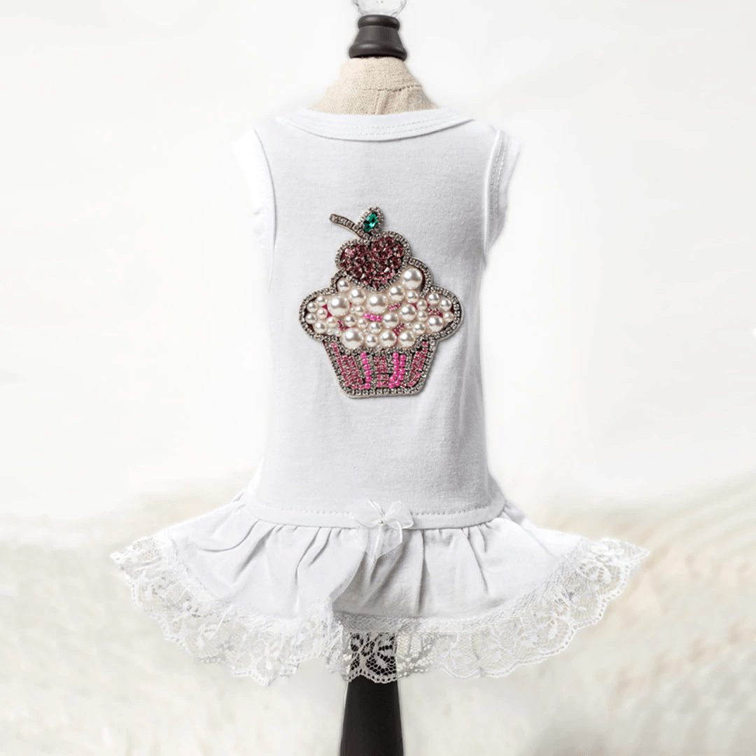 Lil' Miss Cupcake Dog Dress - White