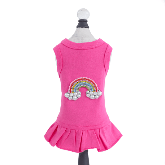 Rainbow Dog Dress - Fuchsia