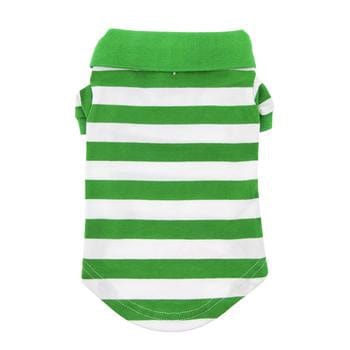 Striped Dog Polo - Greenery and White