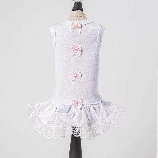 Sweetheart Dog Dress - White and Pink