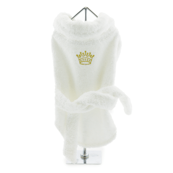 White Gold Crown Cotton Dog Bathrobe